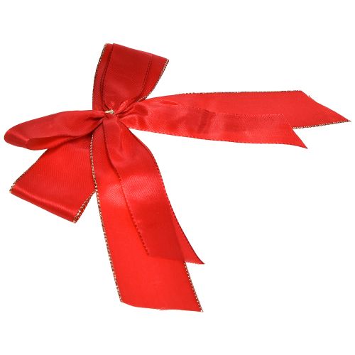 Artikel Dekoschleife Rote Schleife mit goldenem Rand – Elegante Weihnachtsdeko 4cm breit 15×21cm 10St