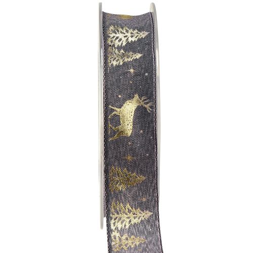 Geschenkband Lavendel Gold Weihnachten Hirsche 25mm 15m