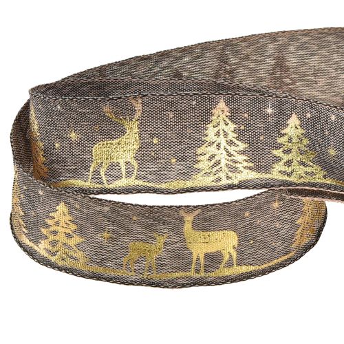 Artikel Geschenkband Weihnachten Braun Gold Hirsch B25mm L15m