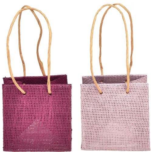 Floristik24 Geschenktüte mit Henkeln in Burgund Rosa 10,5cm 8 St