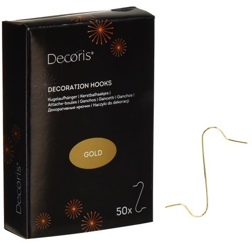 Goldene Dekorationshaken Kugelaufhänger, 50 Stück – Elegante Aufhänger für Weihnachtskugeln und Festdekorationen