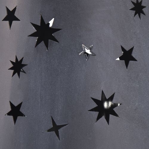 Artikel Metall Laterne Anthrazit mit Sternen – Ø16,5 cm, Höhe 24 cm – Stilvolle Dekoration mit Tragehenkel