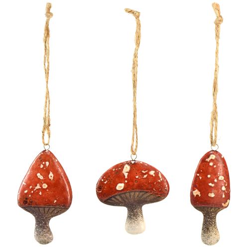 Artikel Charmante rote Pilzanhänger mit Juteschnur 3 cm – Perfekte Herbst- und Weihnachtsdekoration – 6 St