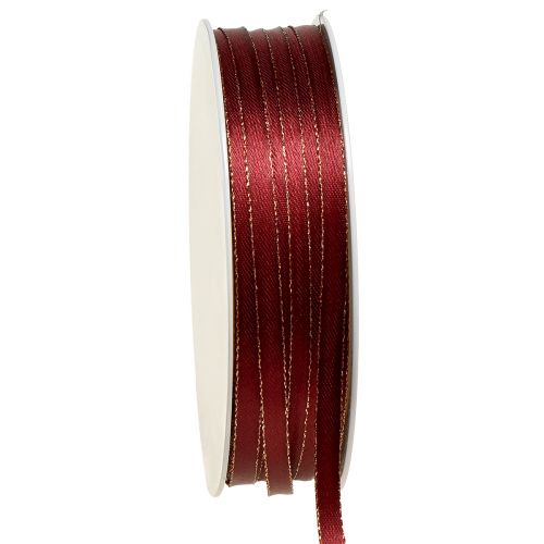 Floristik24 Schmuckband Dunkelrot Gold Weihnachtsband B6mm L50m