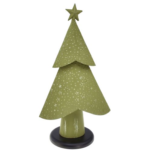 Artikel Tannenbaum Metall Holz Sterne Silber Grün H46,5cm