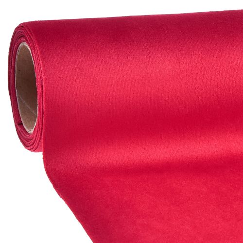 Floristik24 Samt Tischläufer Rot, Glänzender Dekostoff, 28×270cm - Tischband für Festliche Dekoration
