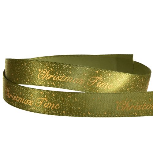 Artikel Weihnachtsband Christmas Time Band Grün Gold 15mm 20m