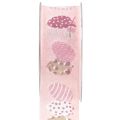 Floristik24 Geschenkband Ostern Dekoband Ostereier Rosa 40mm 20m