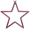 Floristik24 Deko Sterne Weihnachtssterne zum Hängen Berry Glitter 7,5cm 40 St