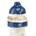 Floristik24 Deko Leuchtturm Holz Blau Weiß Maritim Ø7,5cm H19cm