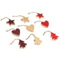 Floristik24 Christbaumschmuck Holz Herz Stern Baum Rot 4,5cm 9St