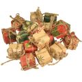 Floristik24 Papier-Geschenkboxen Mini Set, Rot-Grün-Natur, 2,5x3 cm, 18 Stück - Weihnachtsdeko