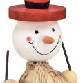 Floristik24 Schneemann aus Holz Deko Figur mit Hut Rot Natur H20,5cm