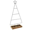 Floristik24 Weihnachtsbaum aus Metall mit Holz-Dekotablett, 98,5cm - Moderne Weihnachtsdeko